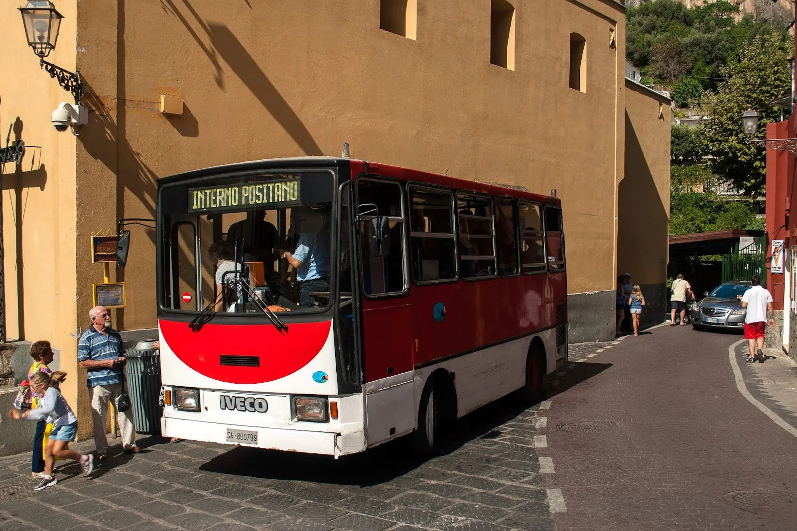A compact local bus on the Amalfi Coast