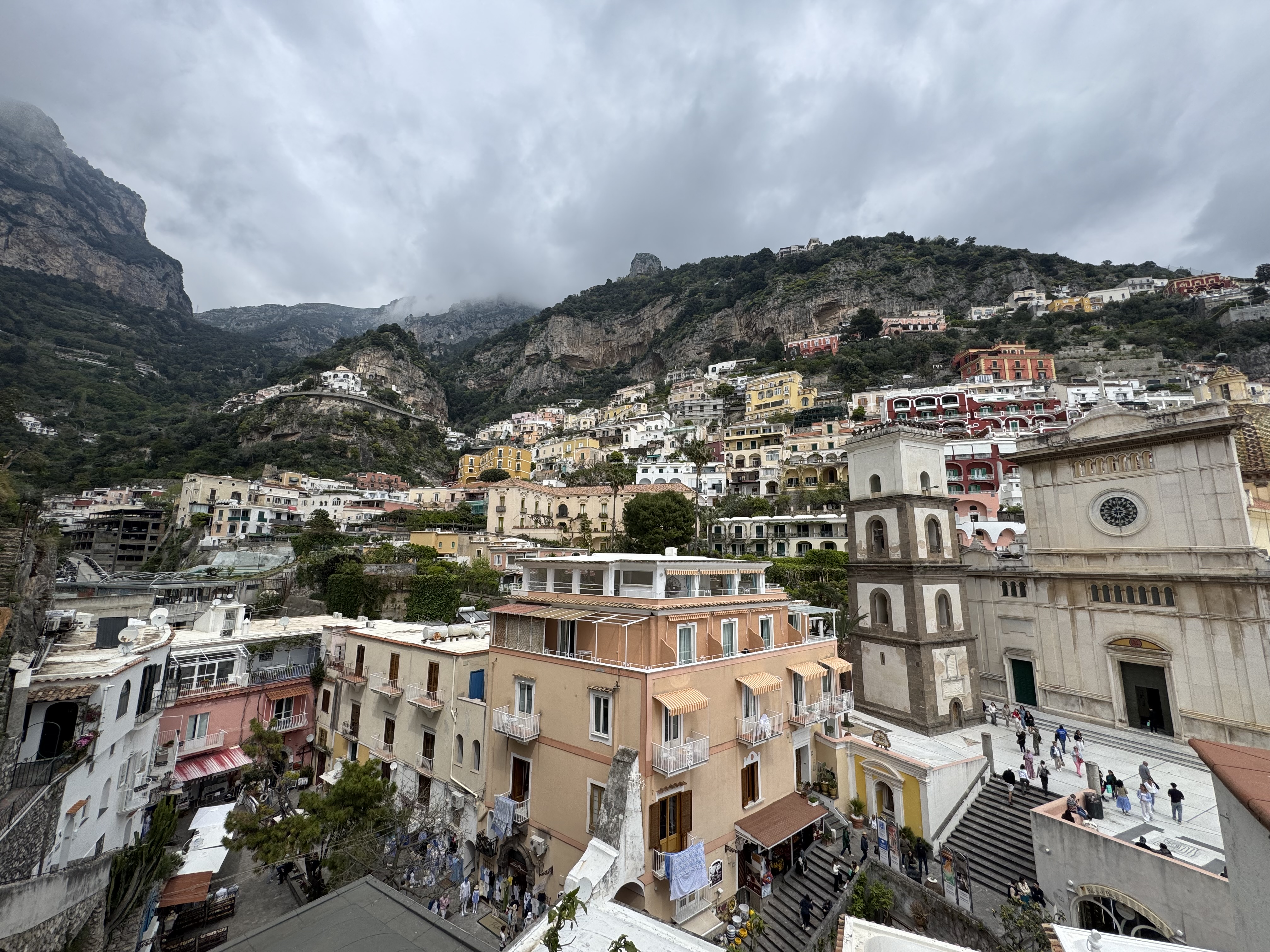 Passengers boarding early morning ferry from Positano to Capri at Marina Grande pier