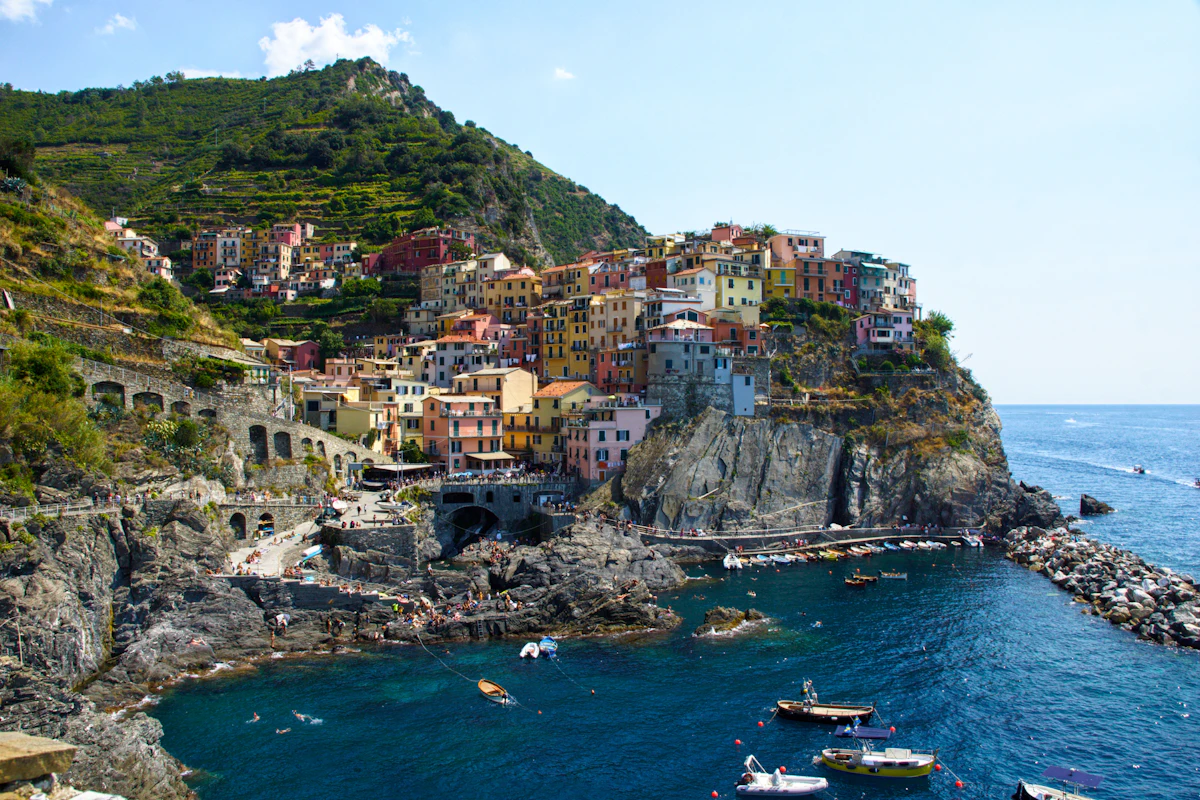Regional train at a Cinque Terre coastal station