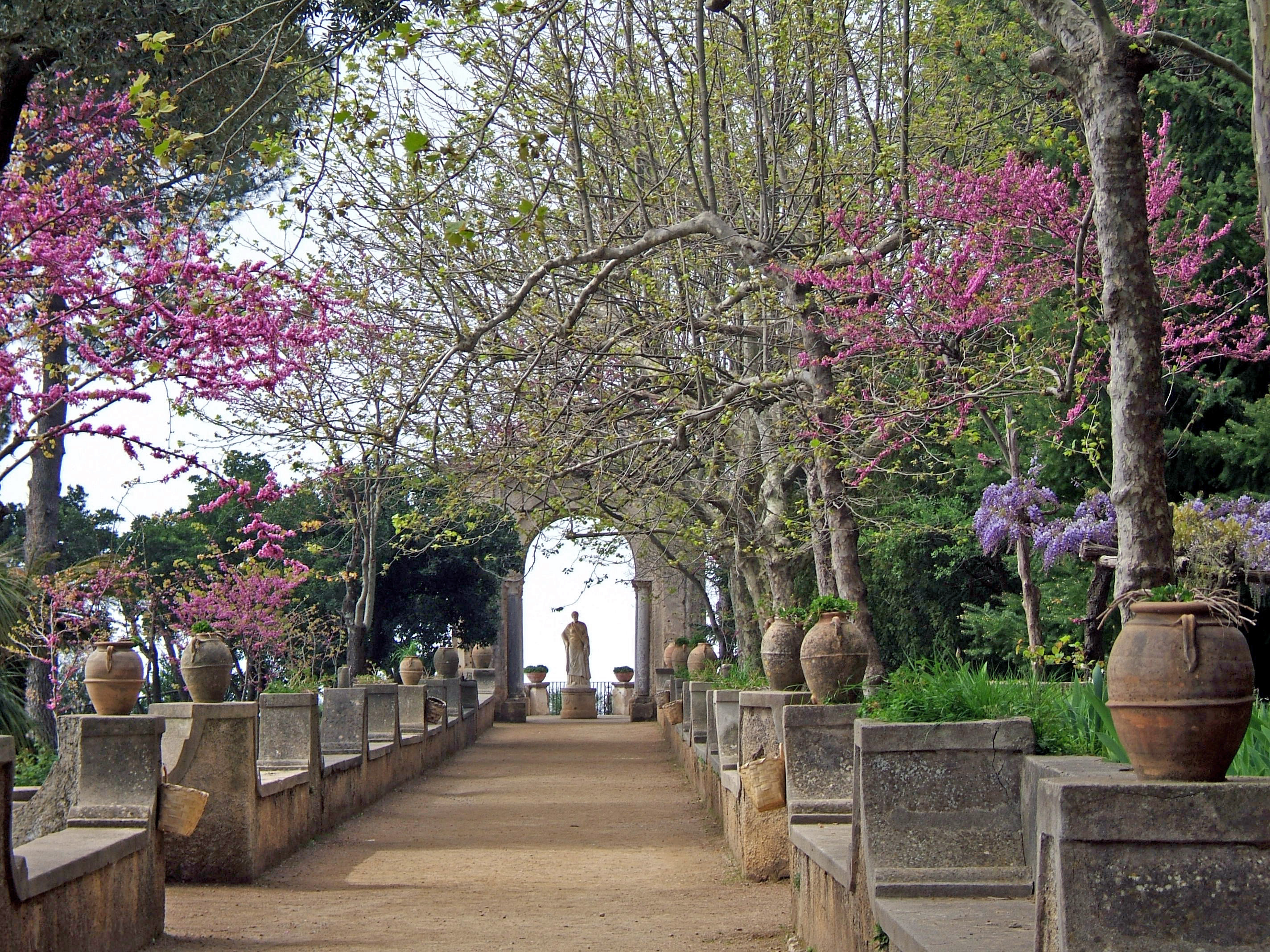 Terrace of Infinity at Villa Cimbrone in Ravello overlooking Amalfi Coast.