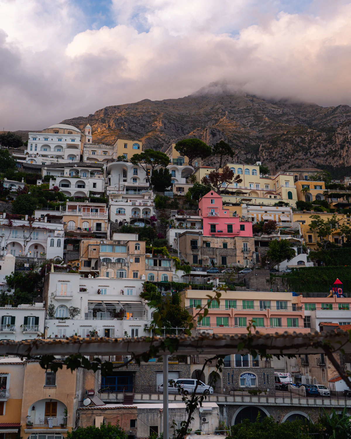 SITA bus arriving at a stop in Positano on the coastal road